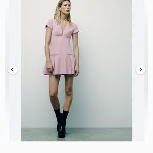 Zara pleated mini  Short Sleeve Skater Dress